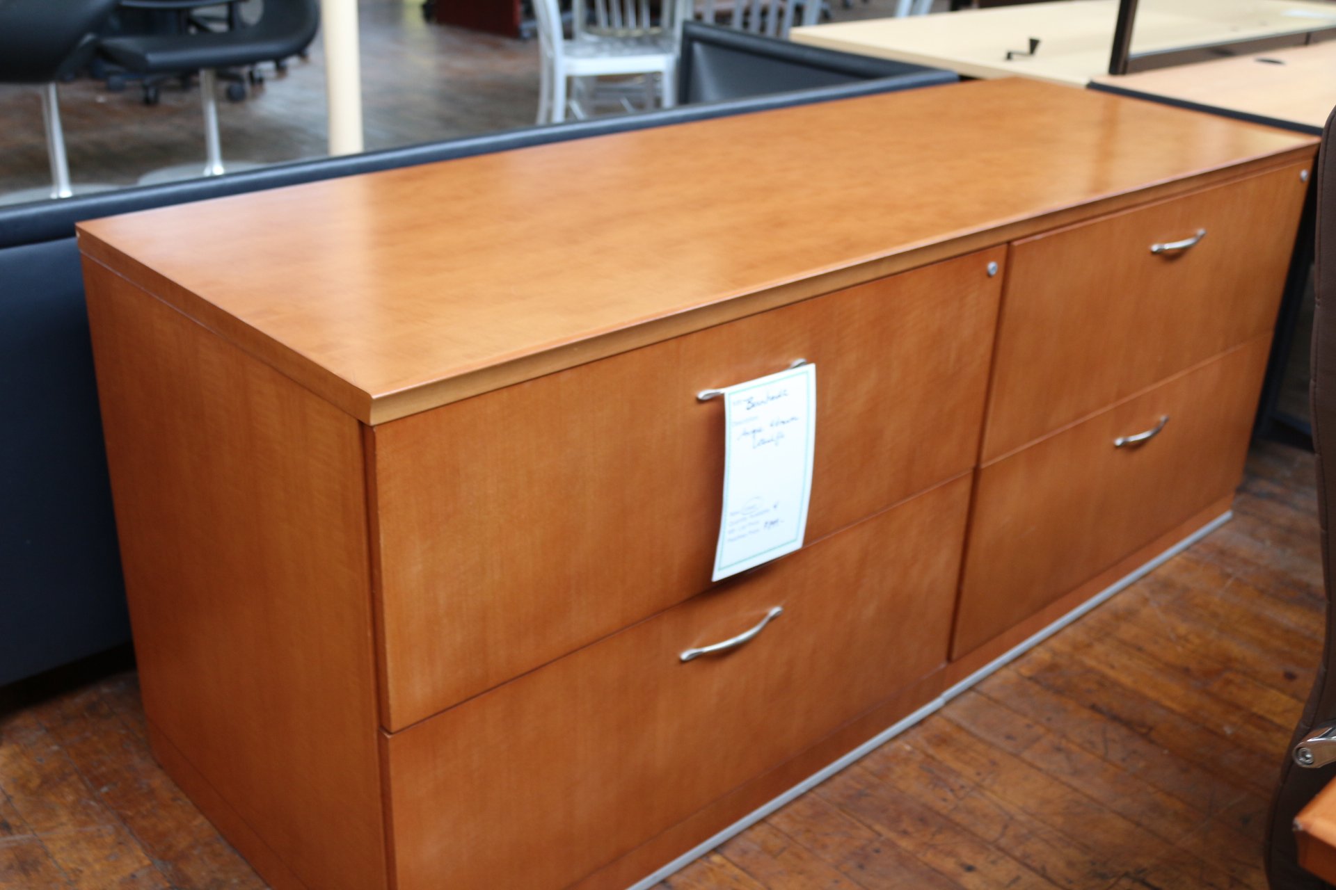 Bernhardt Design Anigre Locking 4-Drawer Credenza / File Cabinet
