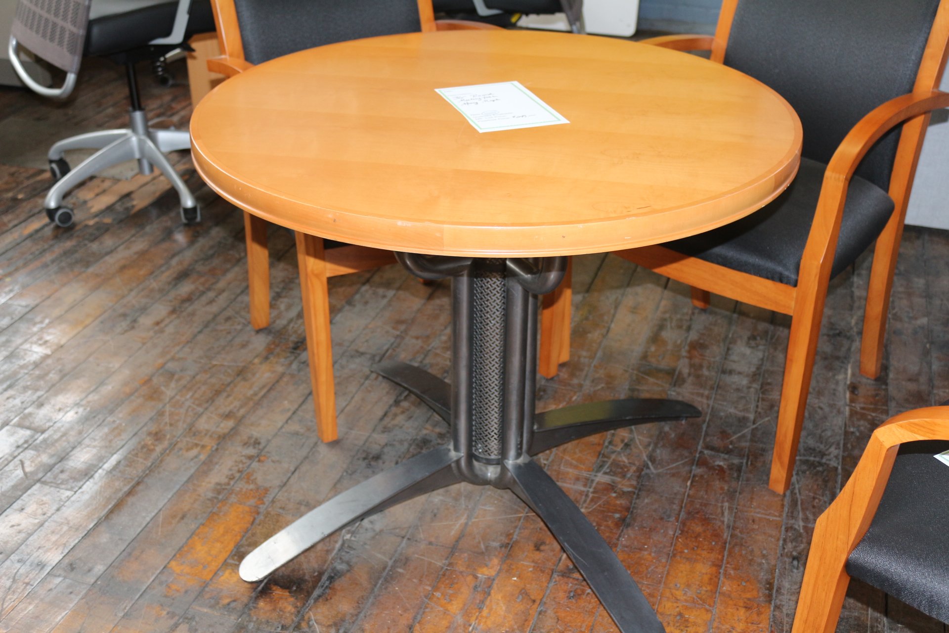 36″ Round Honey Maple Meeting Table