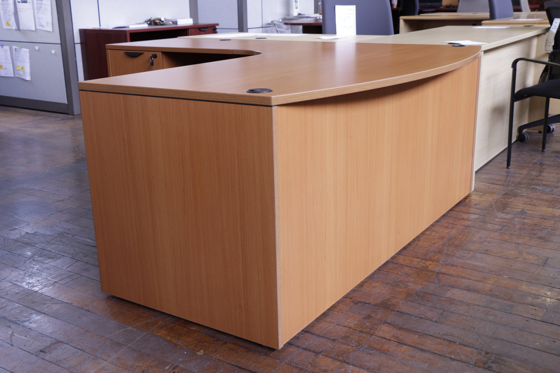 Light Cherry Bowfront Laminate L-Desk (Used)