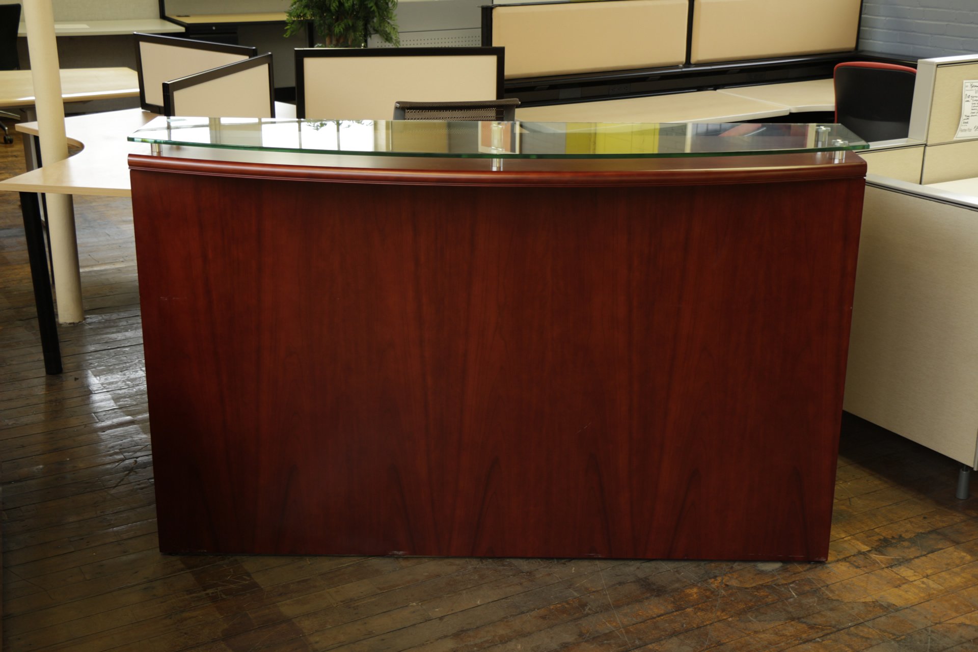 Baldwin Cherry Reception Desk with Glass Transaction Counter