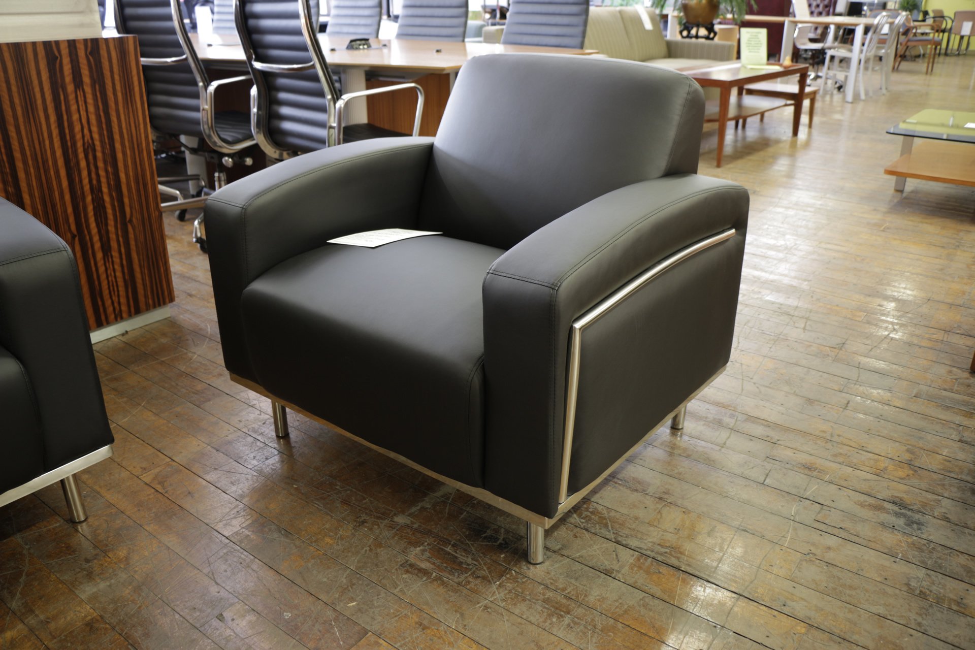 Chelsea Black Leatherette & Chrome Club Chairs