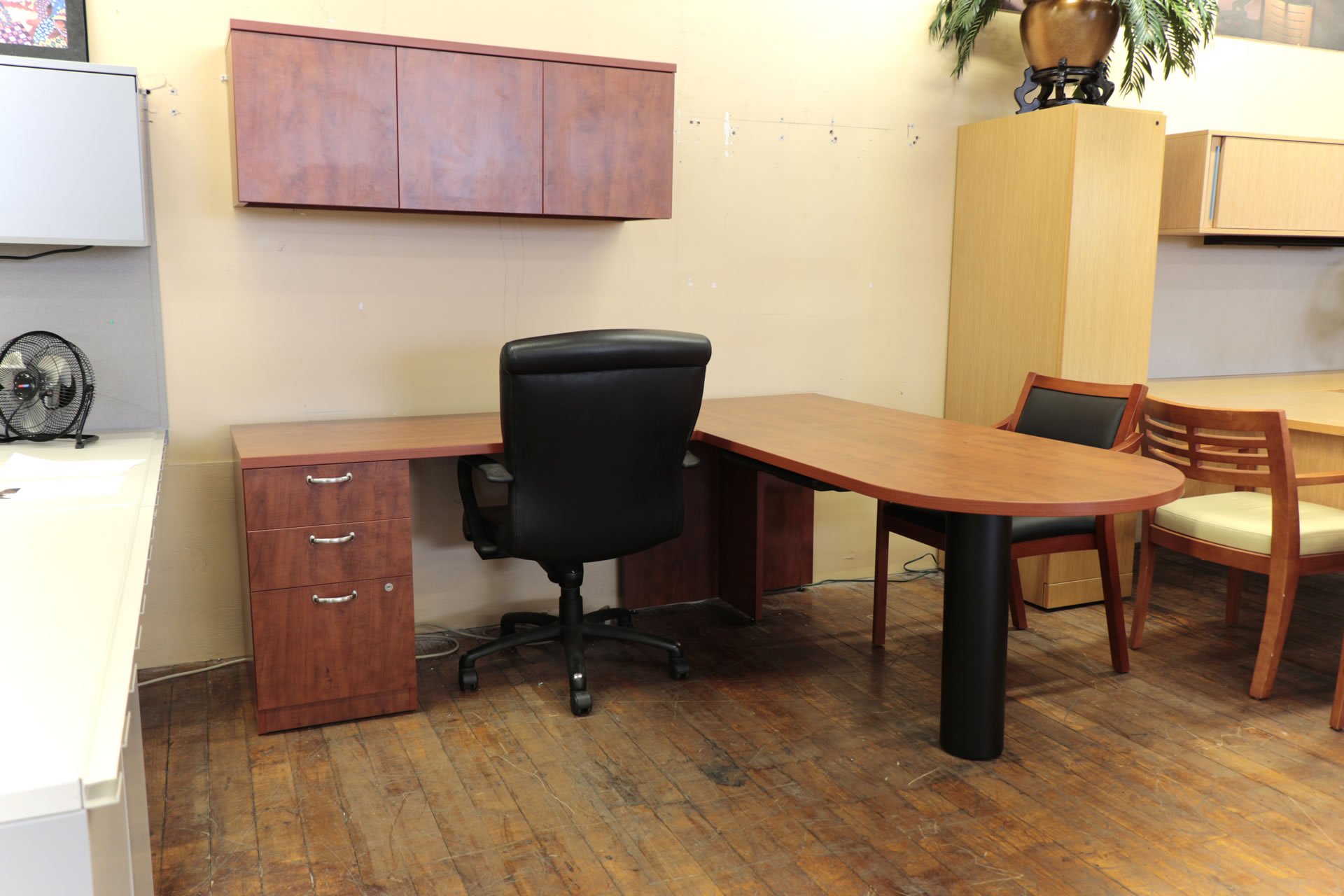 Turnstone Dark Cherry Laminate Bullet L-Desk