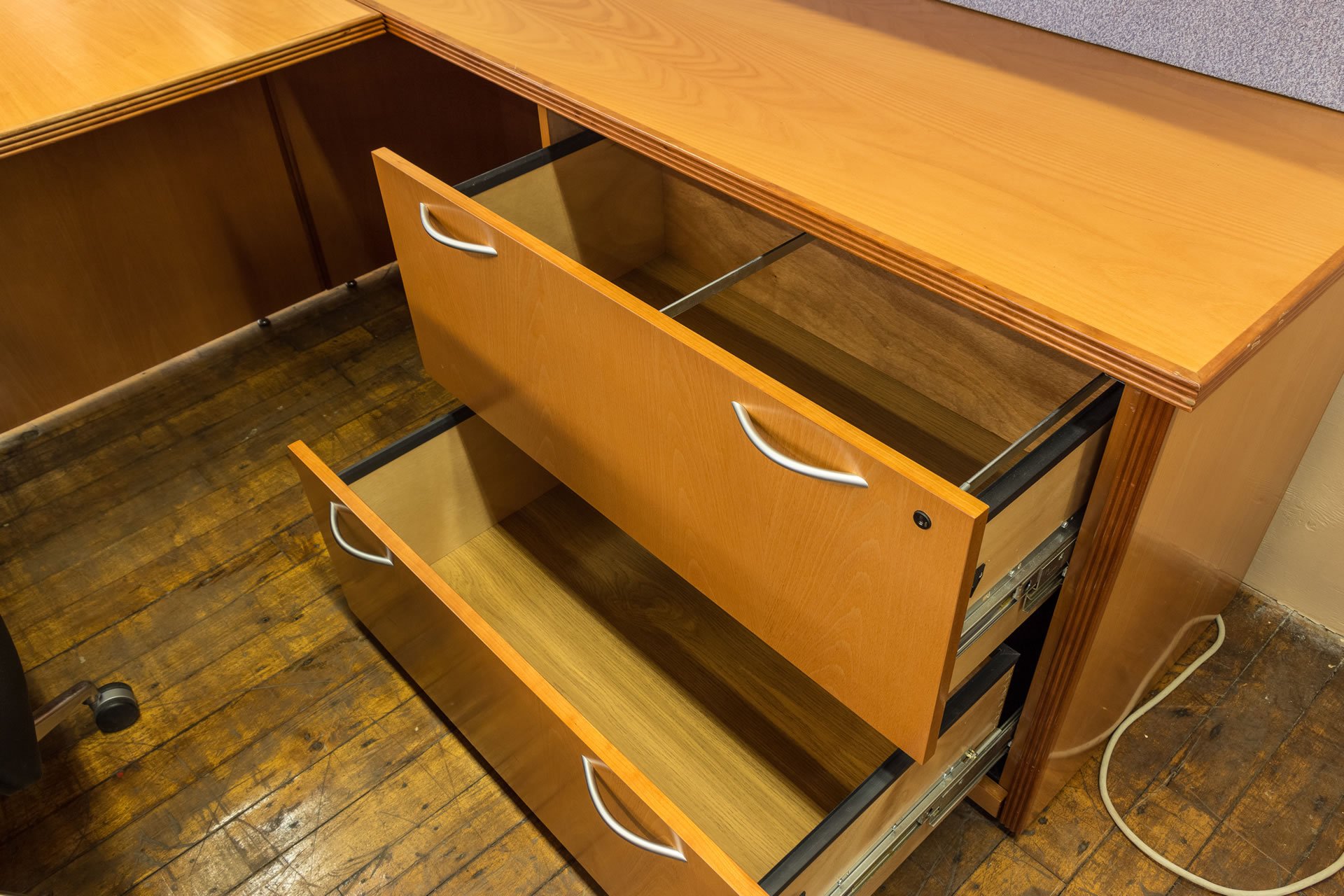 Honey Maple Executive U-Shaped Desk Suite
