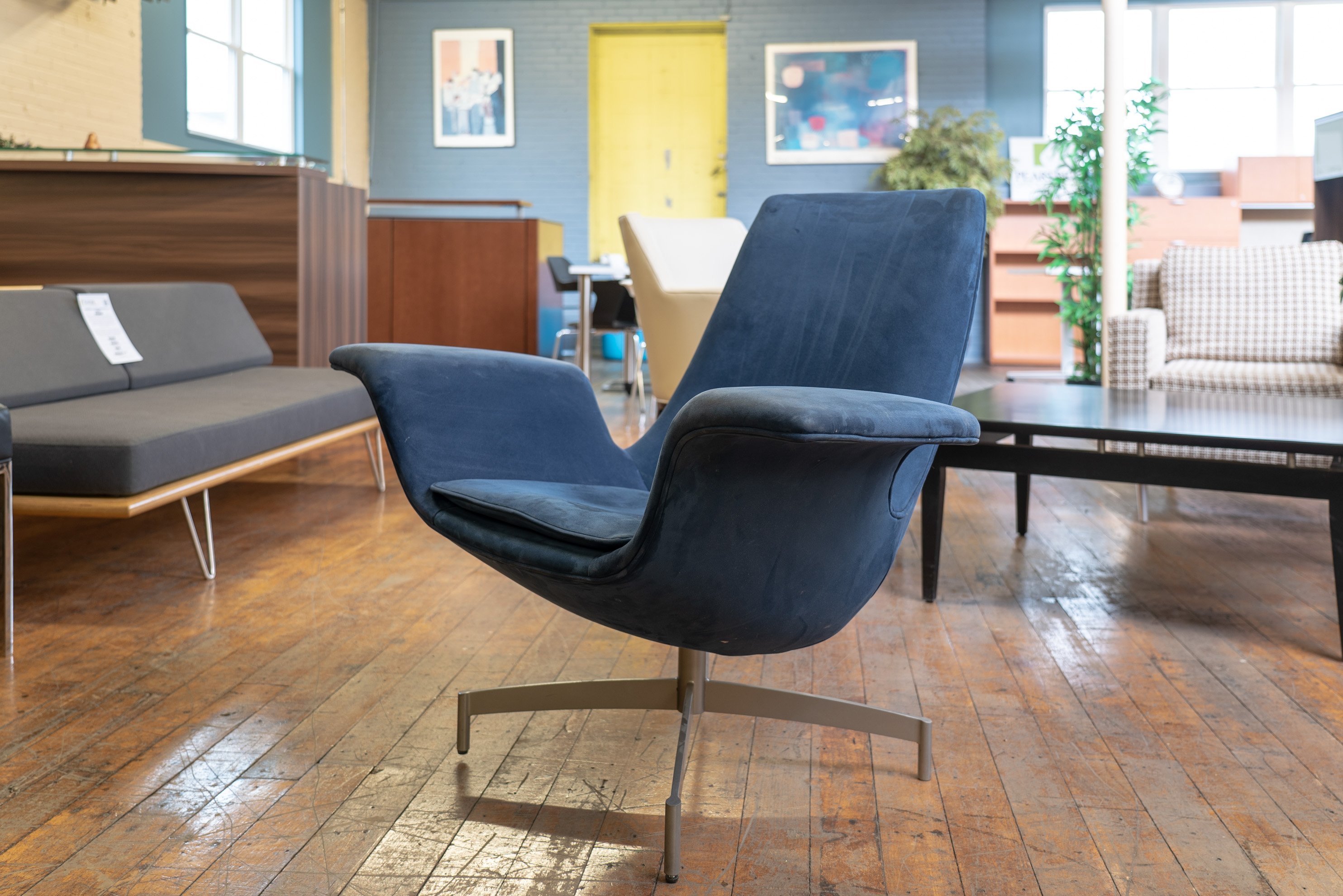 hbf-dialogue-suede-swivel-lounge-chairs