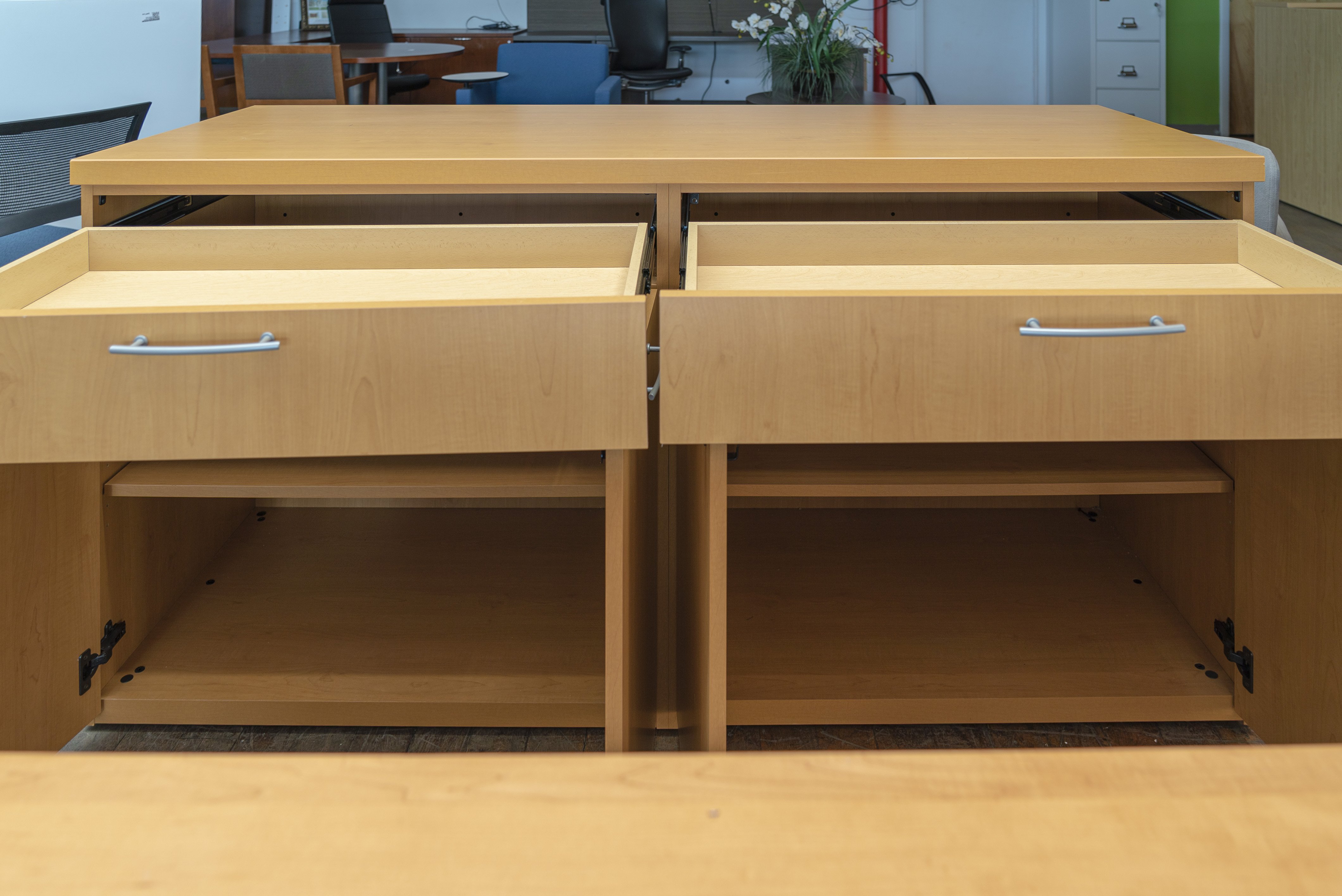 steelcase-16-honey-maple-conference-table-matching-national-credenza