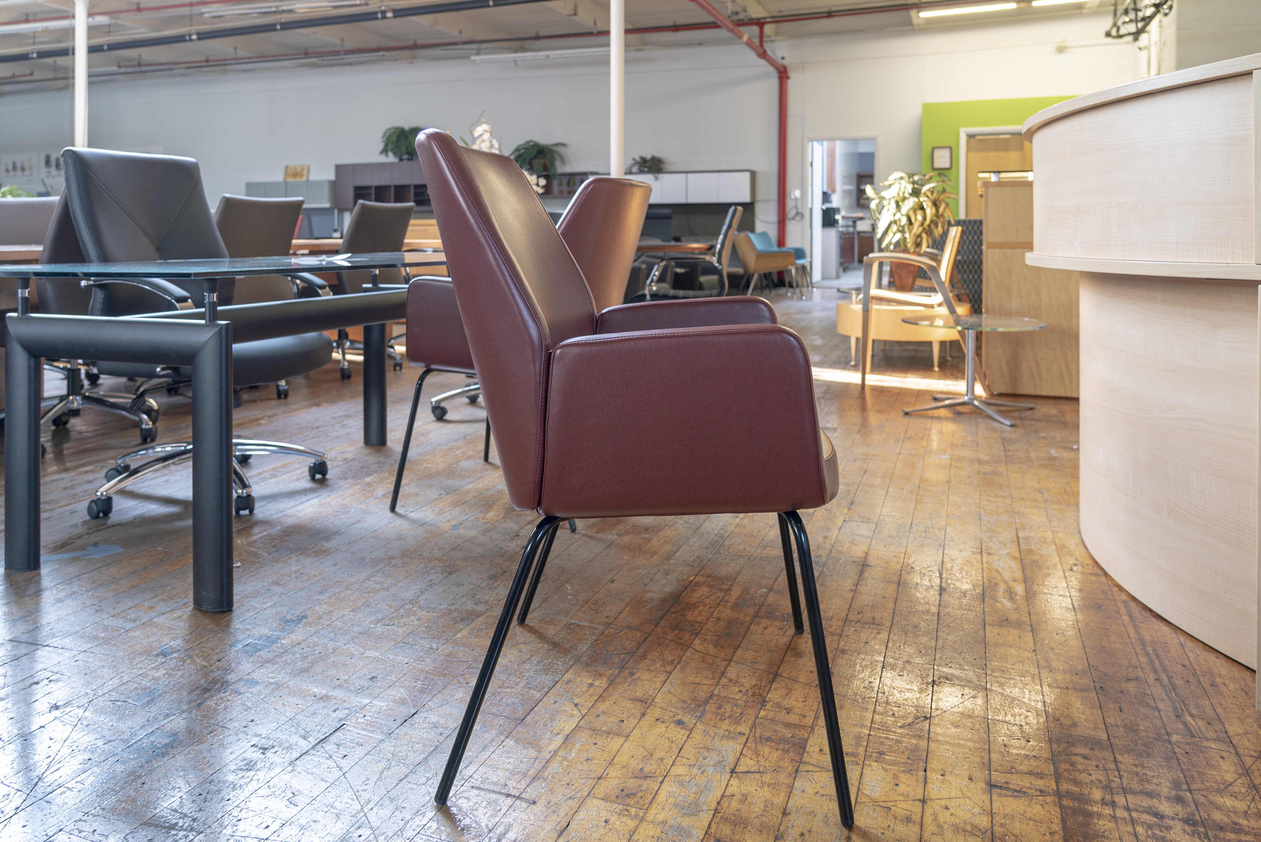 coalesse-bindu-mid-back-red-leather-guest-chairs