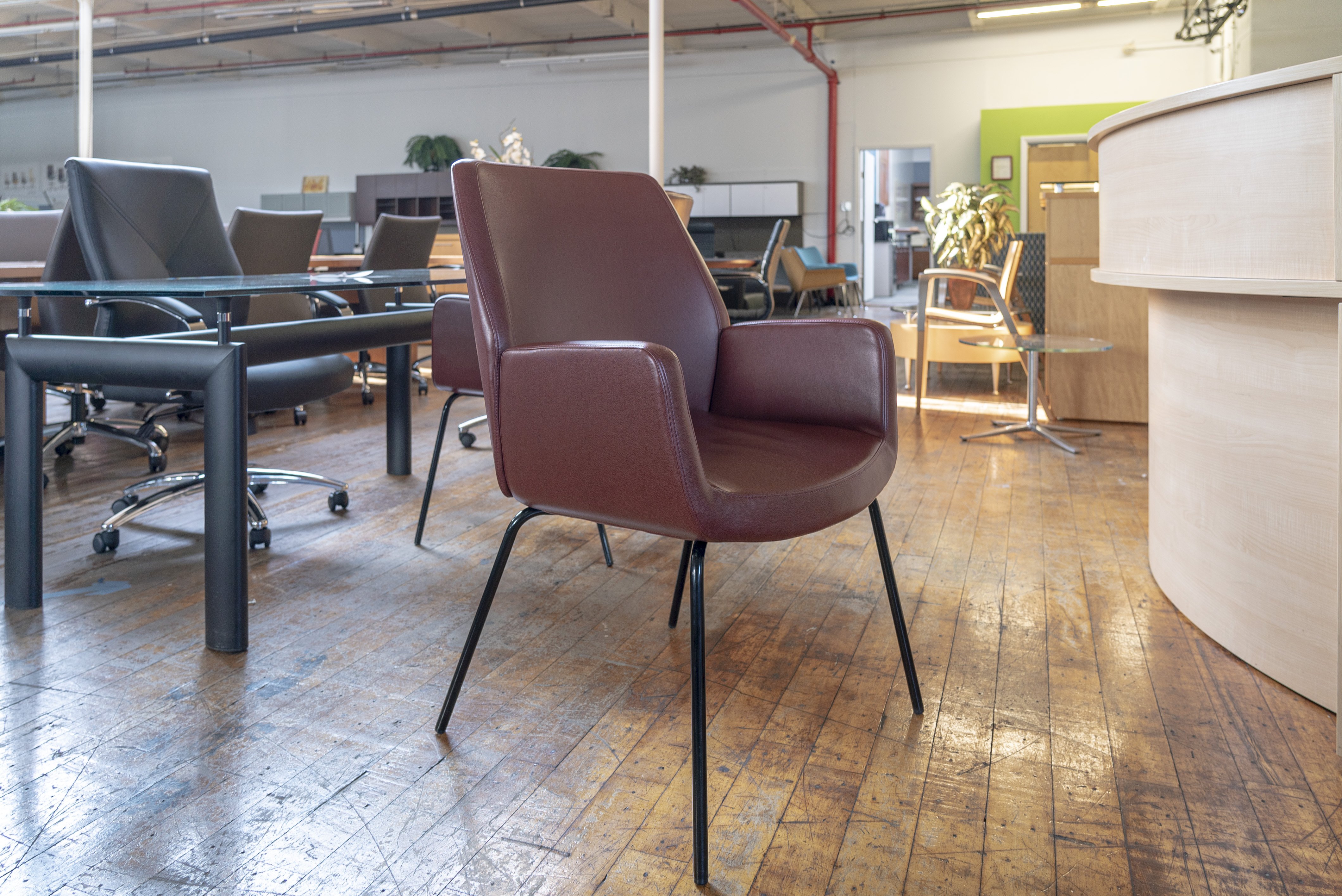 coalesse-bindu-mid-back-red-leather-guest-chairs