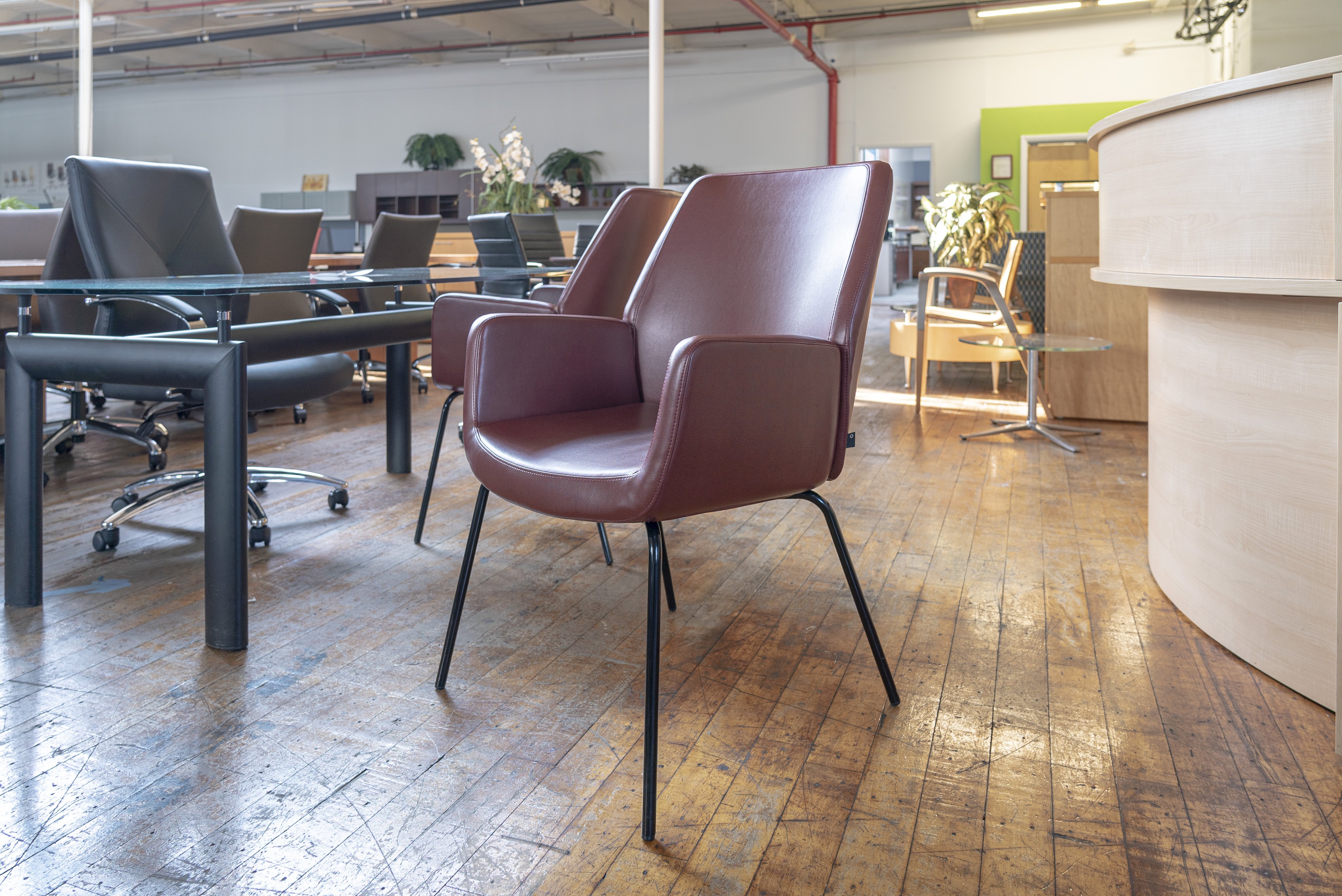 coalesse-bindu-mid-back-red-leather-guest-chairs
